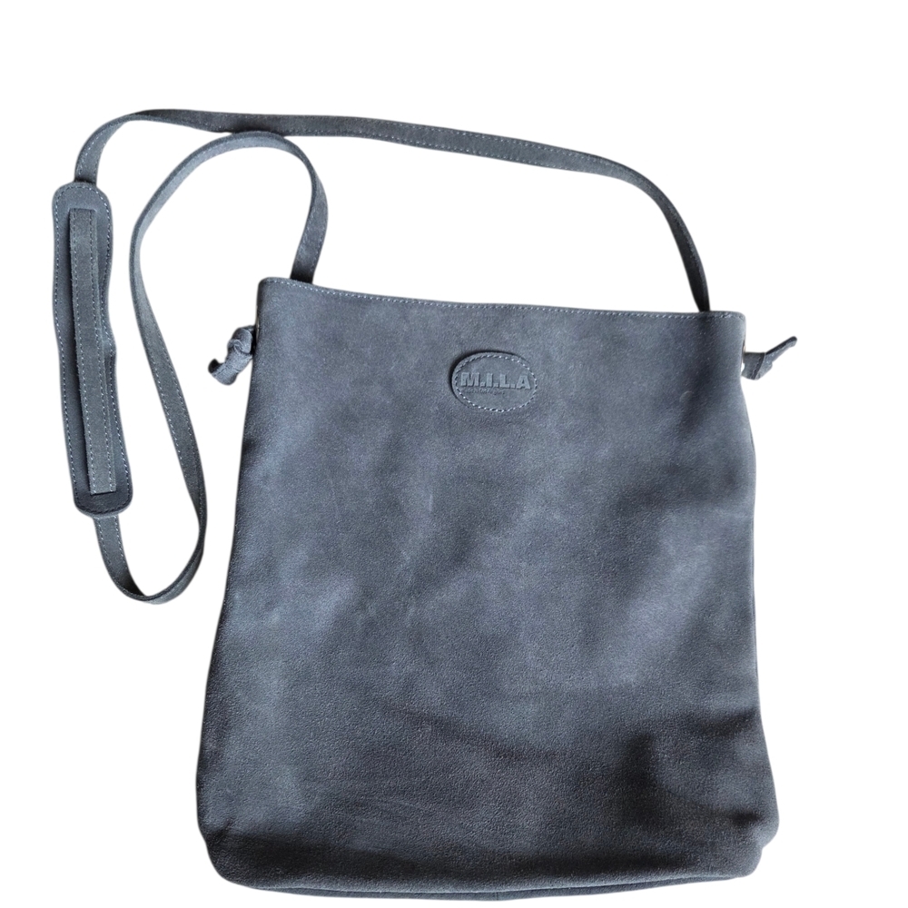 M.I.L.A. Los Angeles Gray Leather Suede Crossbody Bag
